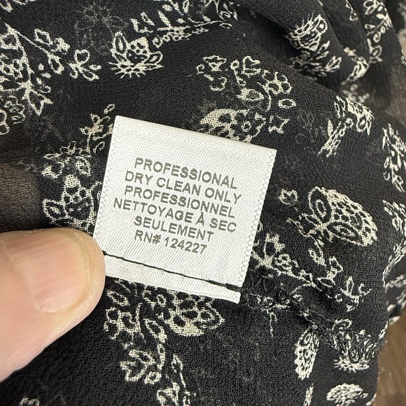 Misa Los Angeles Maxi Dress Black Sheer Floral Rushed Long Sleeve Size S - Picture 8 of 8